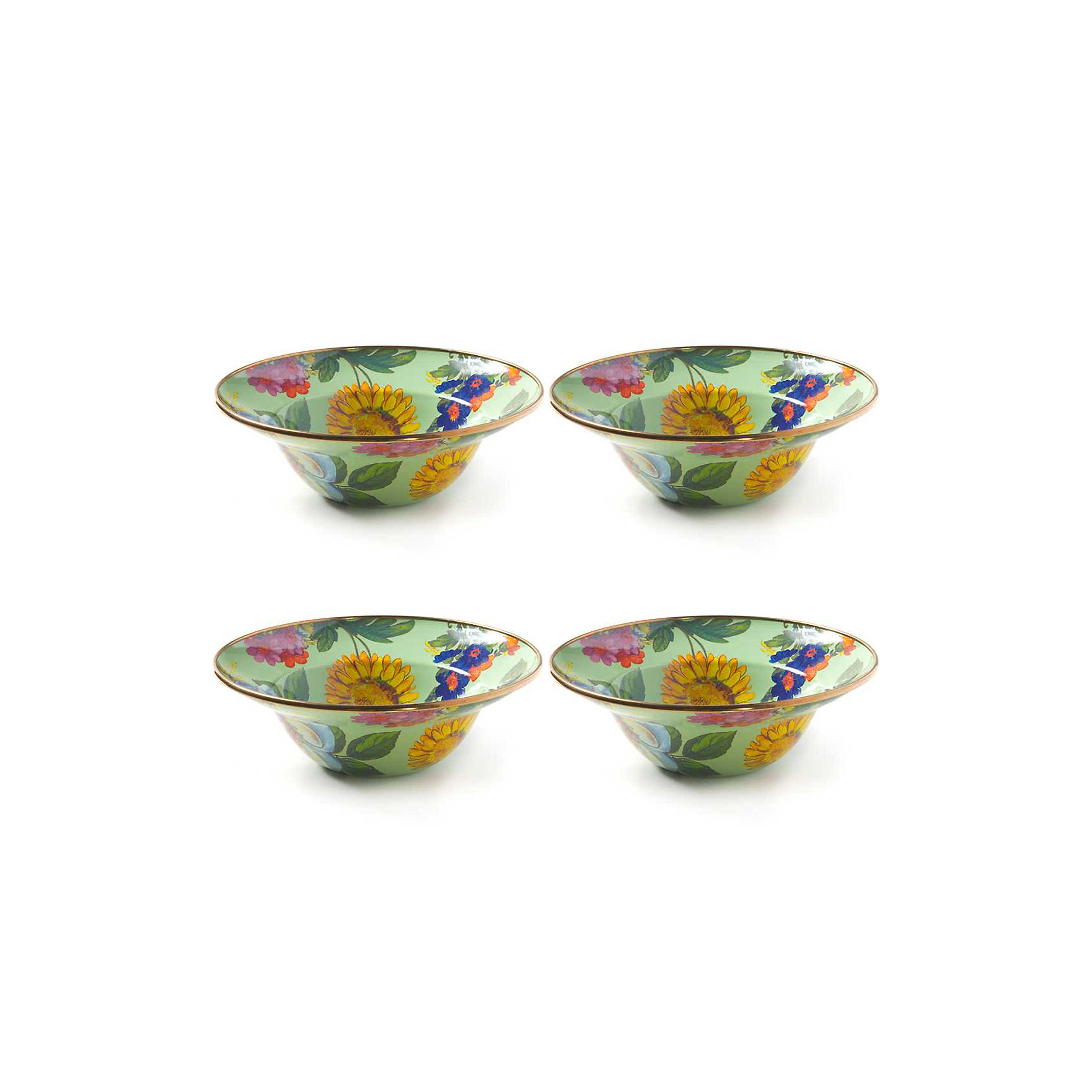 Flower Market Green Breakfast Bowls - Set of 4 mackenzie-childs Panama 0