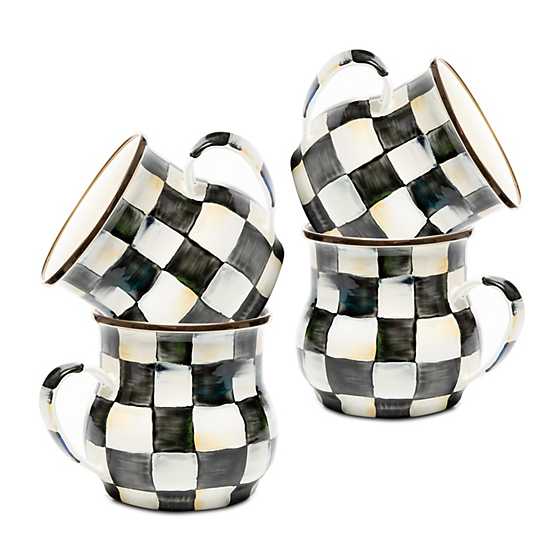 Courtly Check Enamel Mugs - Set of 4 image two