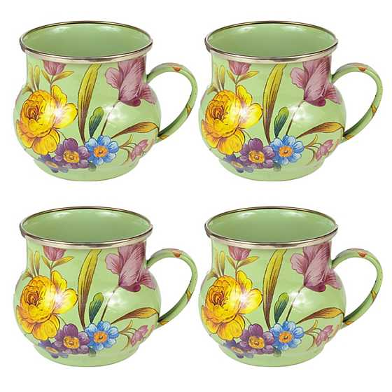 Flower Market Green Mugs - Set of 4 image two
