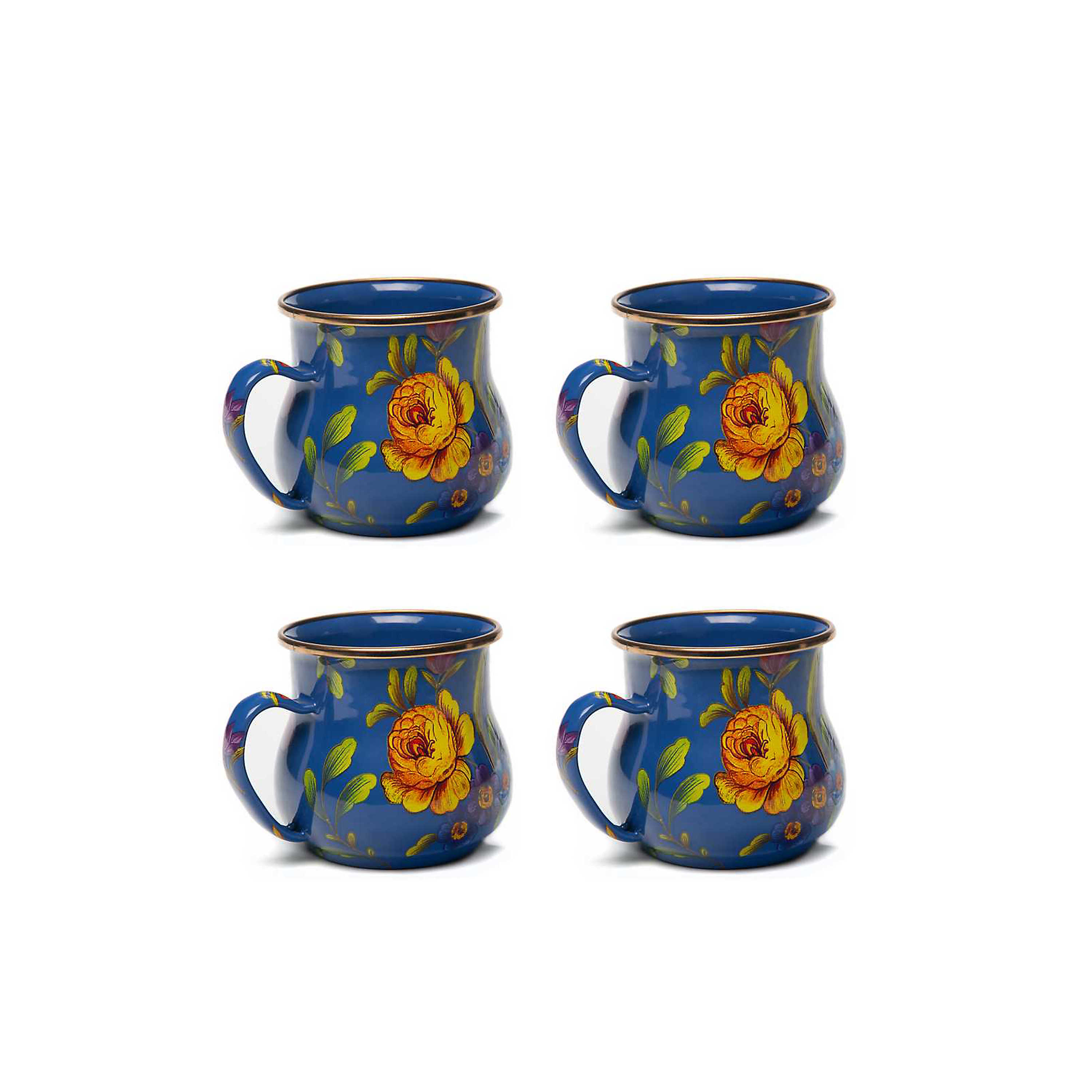 Flower Market Mugs - Lapis - Set of 4 mackenzie-childs Panama 0