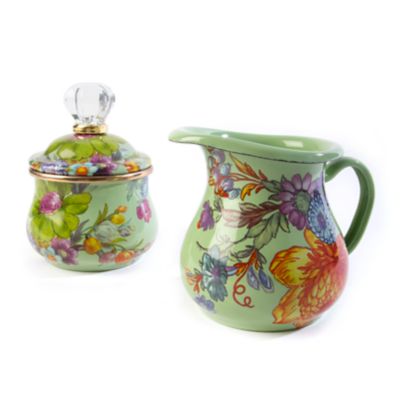 Green Flower Market Creamer & Sugar Bowl Set mackenzie-childs Panama 0