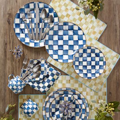 Royal Check Blue Enamel Dinner Plate –, VESIMI Design