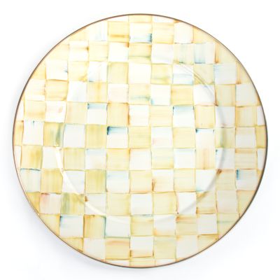 Parchment Check Enamel Serving Platter