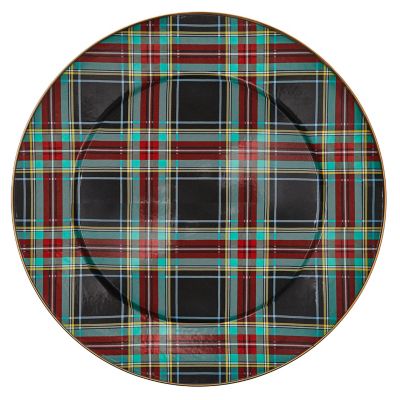 Tartan Black Serving Platter mackenzie-childs Panama 0