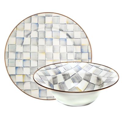 MacKenzieChilds Sterling Check Serving Platter & Bowl Set