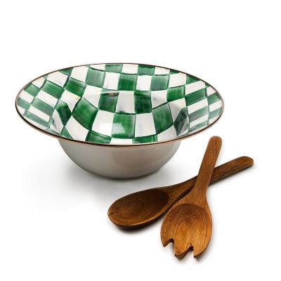 Emerald Check Salad Serving Set mackenzie-childs Panama 0