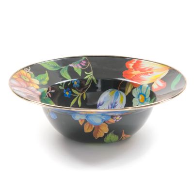 MacKenzie-Childs  Black Flower Market Mixing Bowls, Set of 3