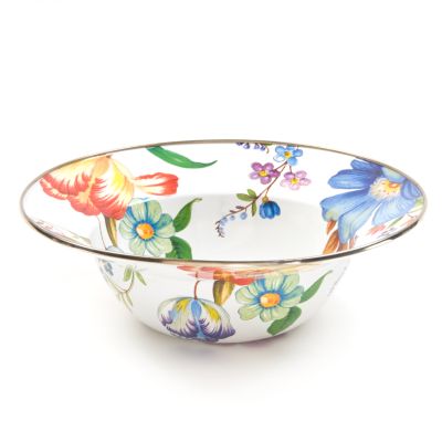 MacKenzie-Childs  White Flower Market Mixing Bowls, Set of 3