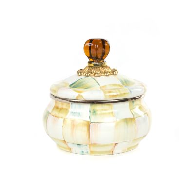 MacKenzie-Childs - Cookie Jar with Parchment Check Enamel Lid