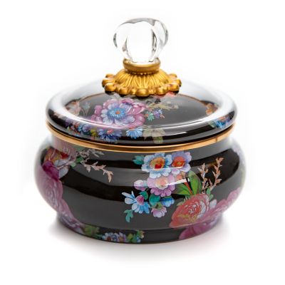 MacKenzie-Childs  Black Flower Market Large Canister