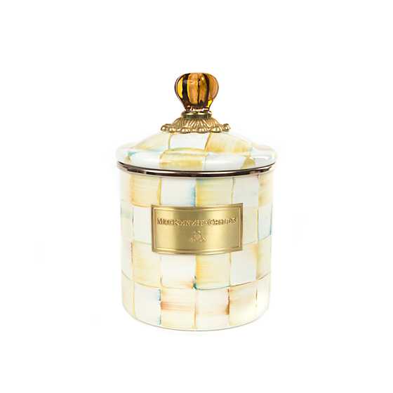 Parchment Check Enamel Canister - Small