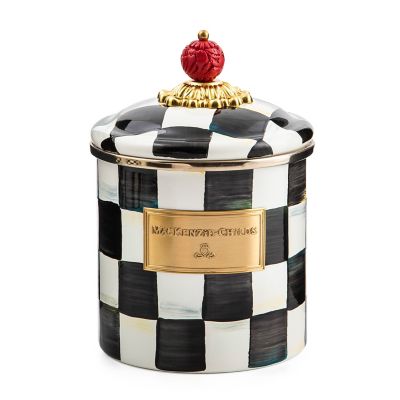 MacKenzie-Childs  Cookie Jar with Sterling Check Lid