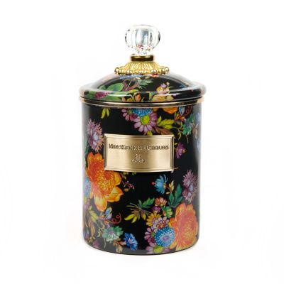 Black Flower Market Medium Canister mackenzie-childs Panama 0