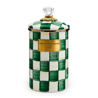 Emerald Check Large Canister mackenzie-childs Panama 0