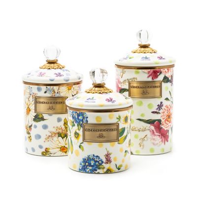 MacKenzie-Childs Flower Market Medium Canister - White