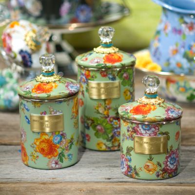 MacKenzie-Childs Flower Market Medium Canister - White