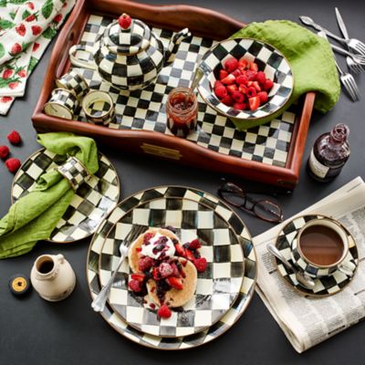 Plaid enamel Plates - Set of 4