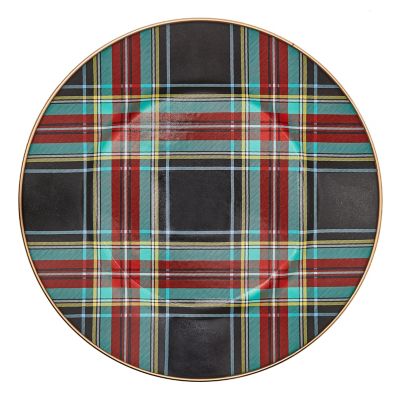 Tartan Black Dinner Plate mackenzie-childs Panama 0