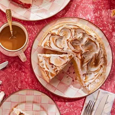 Rosy Check Enamel Dinner Plate image two