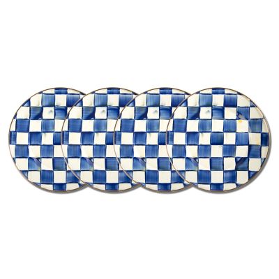 Plaid enamel Plates - Set of 4