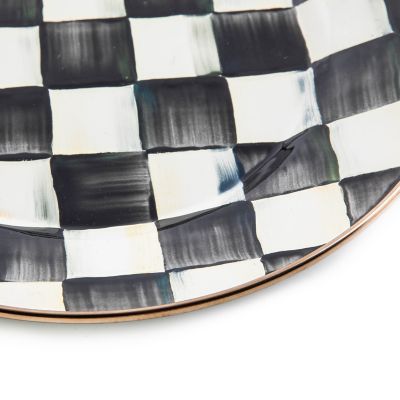 1pc Checkered Enamel Round Plate 26cm Black White Enamel Plates Dinner  Plates Serving Tableware Handmade Tableware