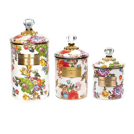 Flower Market White Canisters - Set of 3 image two