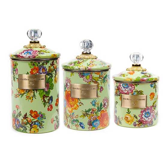 Flower Market Green Canisters - Set of 3 image two
