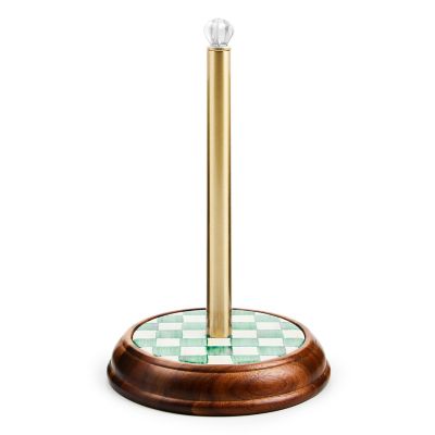 Emerald Check Wood Paper Towel Holder mackenzie-childs Panama 0