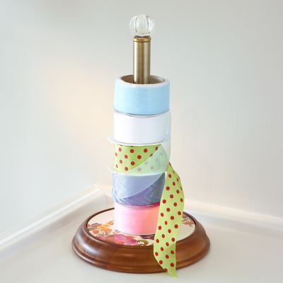 Wooden Paper Towel Holder - Folk Flower