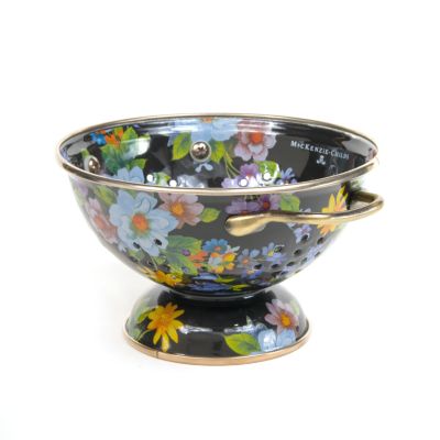 Black Flower Market Small Colander mackenzie-childs Panama 0