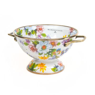 White Flower Market Small Colander