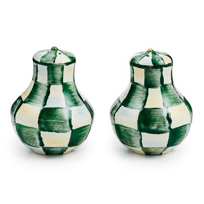 Emerald Check Salt & Pepper Shakers mackenzie-childs Panama 0