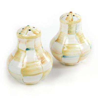 Parchment Check Enamel Salt & Pepper Shakers mackenzie-childs Panama 0