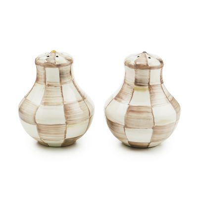 Mocha Check Salt & Pepper Shakers mackenzie-childs Panama 0