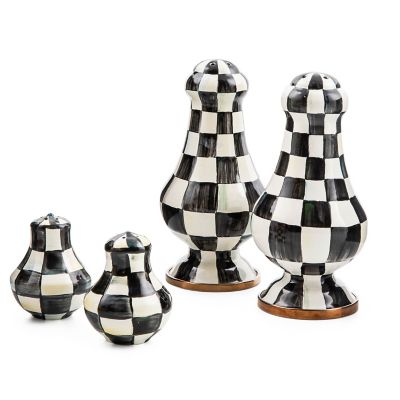 MacKenzie-Childs Courtly Check Enamel Salt & Pepper Shakers Black/White