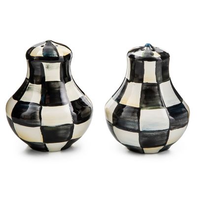 MacKenzie-Childs Courtly Check Enamel Salt & Pepper Shakers Black/White