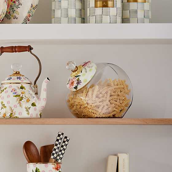 Cookie Jar with Wildflowers Enamel Lid - Green image two