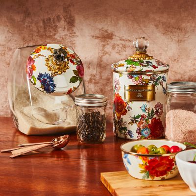 MacKenzie-Childs - Cookie Jar with Parchment Check Enamel Lid