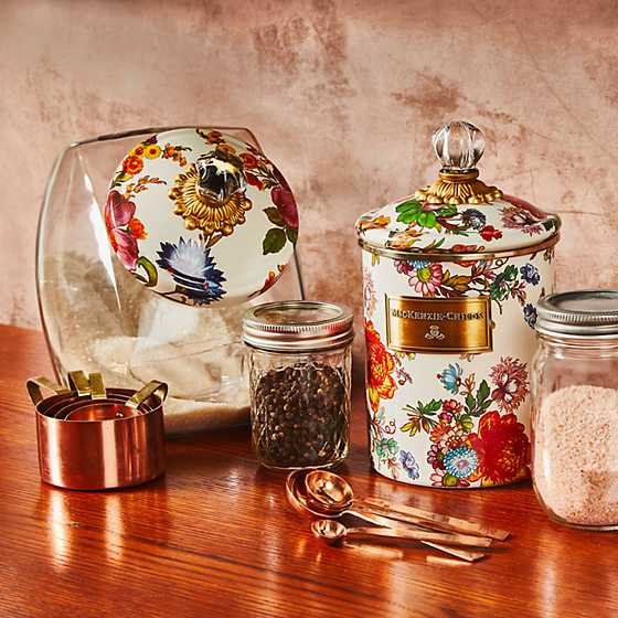 Cookie Jar with Flower Market Enamel Lid - White image four