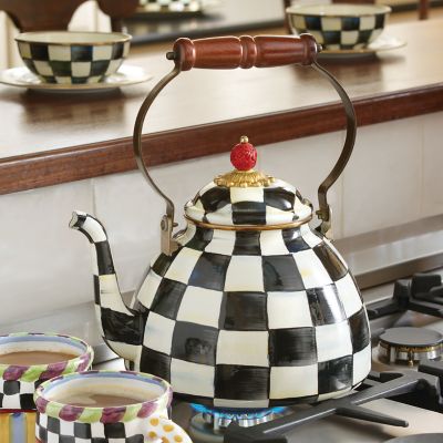 Courtly Check Enamel Tea Kettle - 3 Quart image two