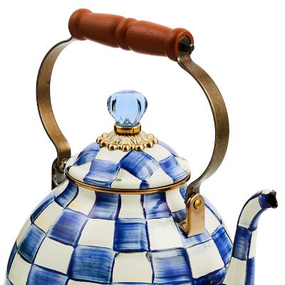 MacKenzie-Childs Parchment Check Enamel Tea Kettle - 2 Quart