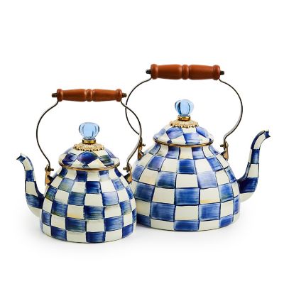 Royal Check Blue Enamel Tea Kettle by Mackenzie-Childs 1,89L –, VESIMI  Design