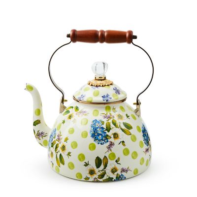 Wildflowers Green 3 Quart Tea Kettle mackenzie-childs Panama 0