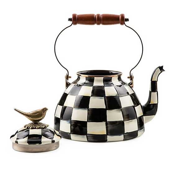 Courtly Check Enamel 3 Qt. Tea Kettle with Bird image eleven