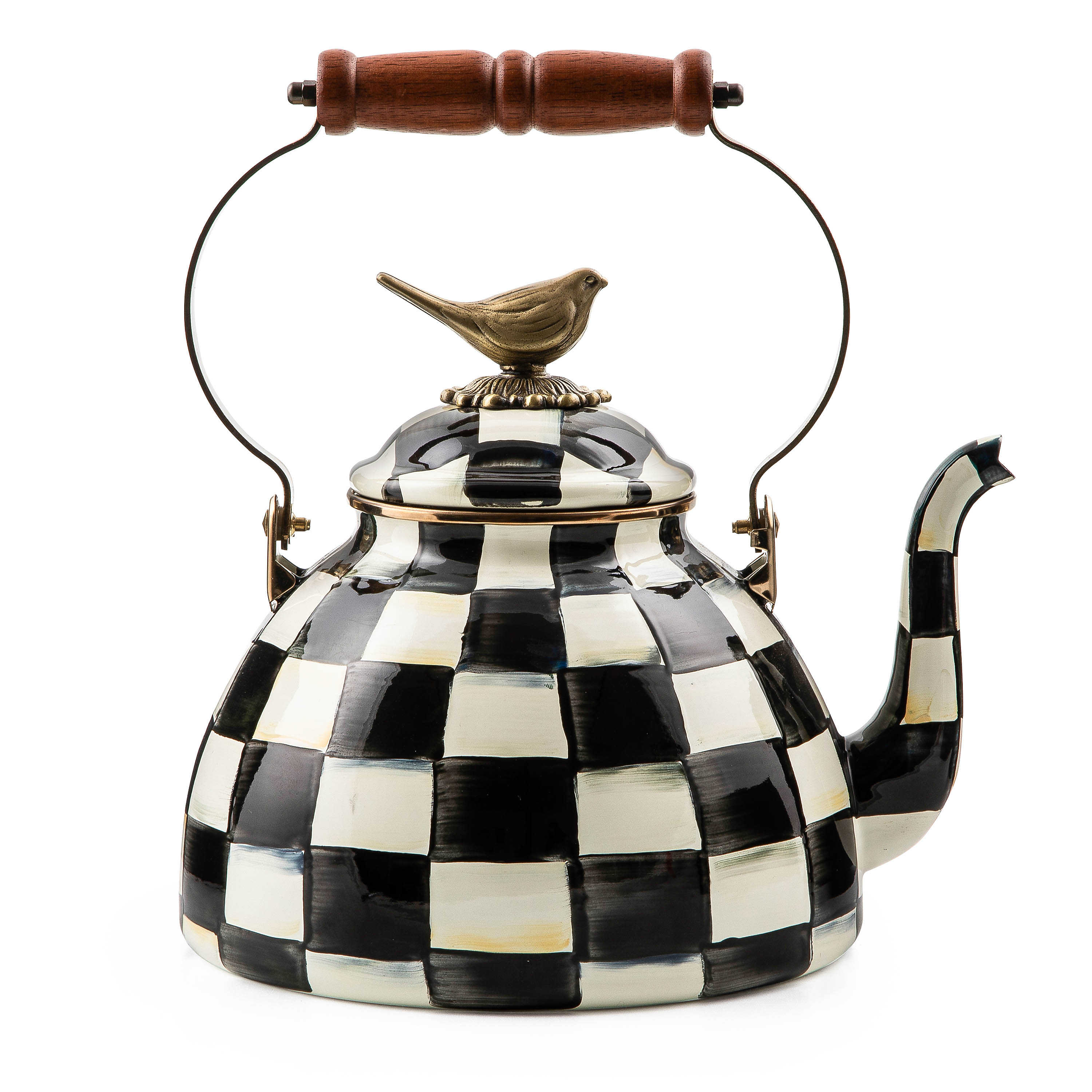 Courtly Check 3 Quart Tea Kettle with Bird mackenzie-childs Panama 0