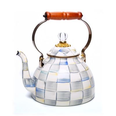 Iconic Black & White Courtly Check Enamel Tea Kettle by Mackenzie-Chil –, VESIMI Design