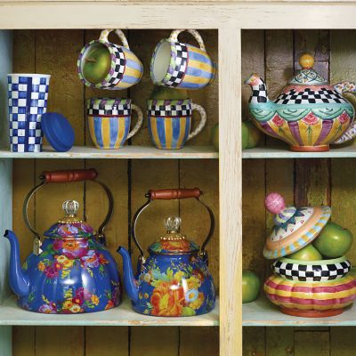 MacKenzie-Childs  Flower Market 3 Quart Tea Kettle - Lapis