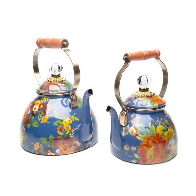 Flower Market 3 Quart Tea Kettle-White - ivory & birch