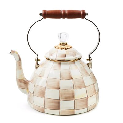 Mocha Check 3 Quart Tea Kettle mackenzie-childs Panama 0