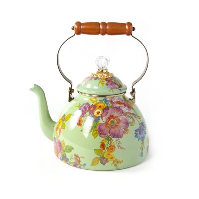 Green Flower Market 3 Quart Tea Kettle mackenzie-childs Panama 0